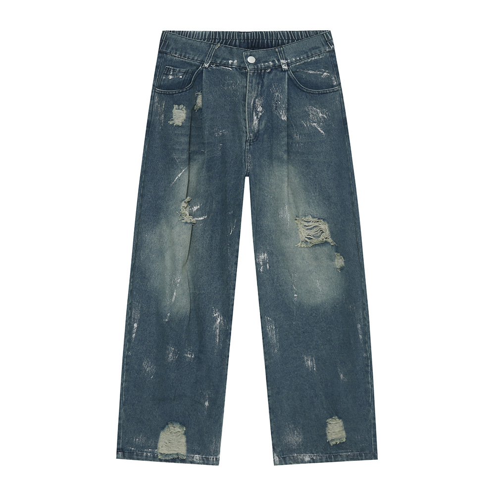 MTLCLOTHES Hombres| Nuevos productos de otoño retro estadounidenses lavado con agua para hacer viejos trajes de vaqueros de moda casuales