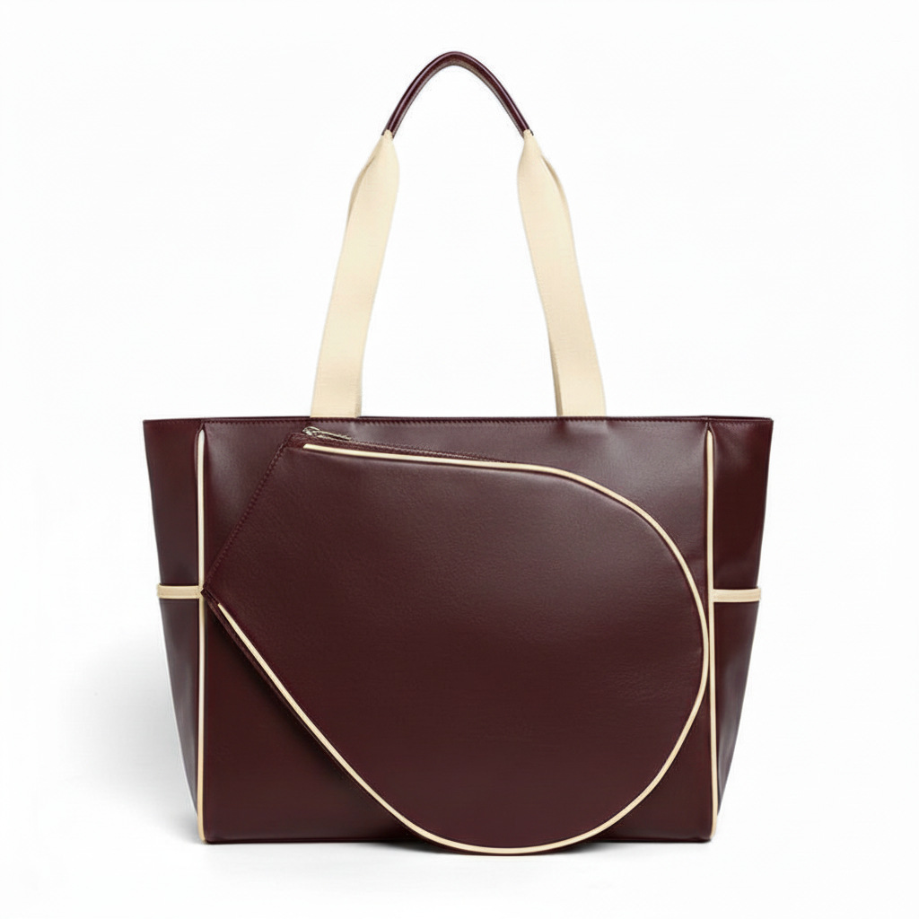 Bolsa de tenis de alto valor de piel pu mujer bolsa de fútbol deportiva al aire libre de gran capacidad de hombro doble bolsa de bádminton de hombro único image 4