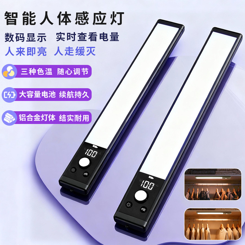 Led Human Body Sensor Cabinet Light USB Rechargeable Night Light Bedroom Table Lamp Outdoor Light Strip No-Drill Light Strip