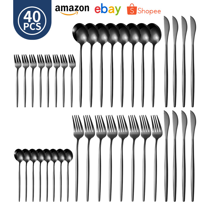 Cuchilleras de acero inoxidable de Portugal 40 piezas de cuchillos y tenedores 60 piezas de cuchillos y tenedores de té de carne de carne de comida occidental