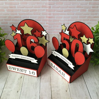 跨境定制Birthday boxcards 生日盒卡生日礼物卡片3D纸雕立体贺卡
