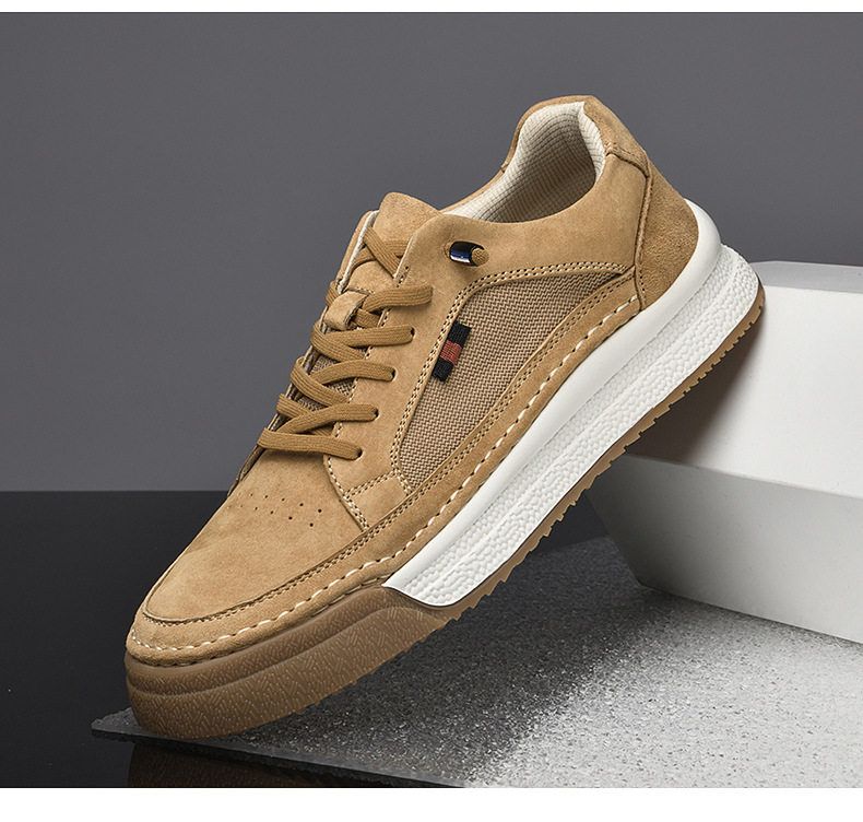 Giày sneaker nam da thật lộn nhung đế dày cổ thấp dáng thể thao — Màu vàng 2633, Màu xám 2633 chi tiết 11