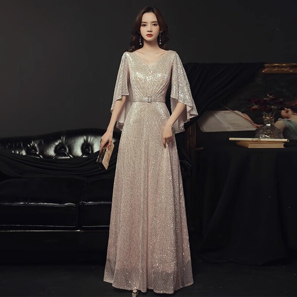 Fashionable golden small summer evening dress
