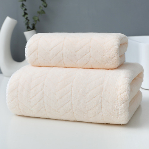 Coralline velvet towel manufacturer wholesale wheat ear adult thick home use quick-drying face towel dropshipping embroidery logo