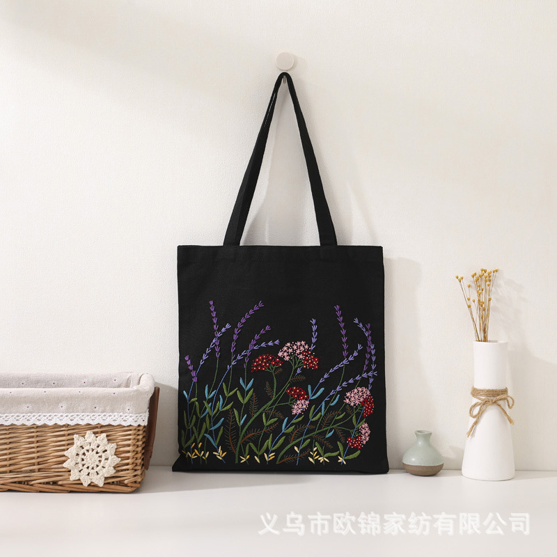 Bolso de lona lavanda-Negro