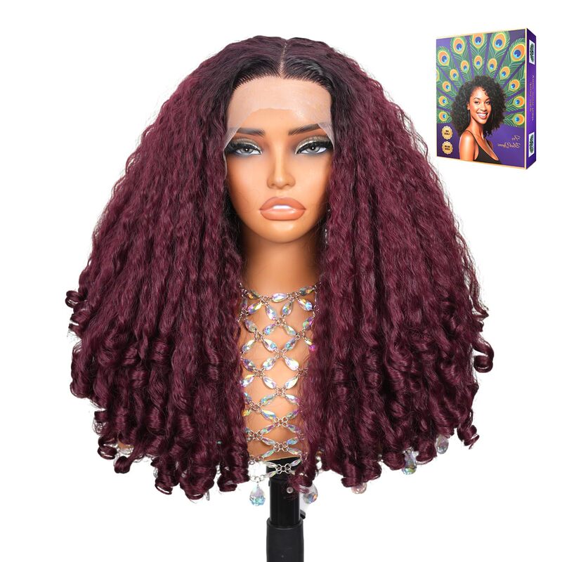 Myanmar Curly Glue-Free Wig with Transparent Lace, Ready-To-Wear Synthetic Wig, T-Zone Yaki Curls