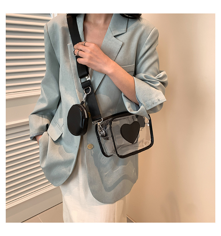 405g Weight Zipper Closure Type Single Shoulder Strap Strap Type Square Bag Bags Type Casual Occasion PVC Material Heart Shape Pattern Spring&Summer Season Women's Gender Streetwear Style Square Shape Women's PVC Heart Shape Streetwear Square Zipper Square Bag 11