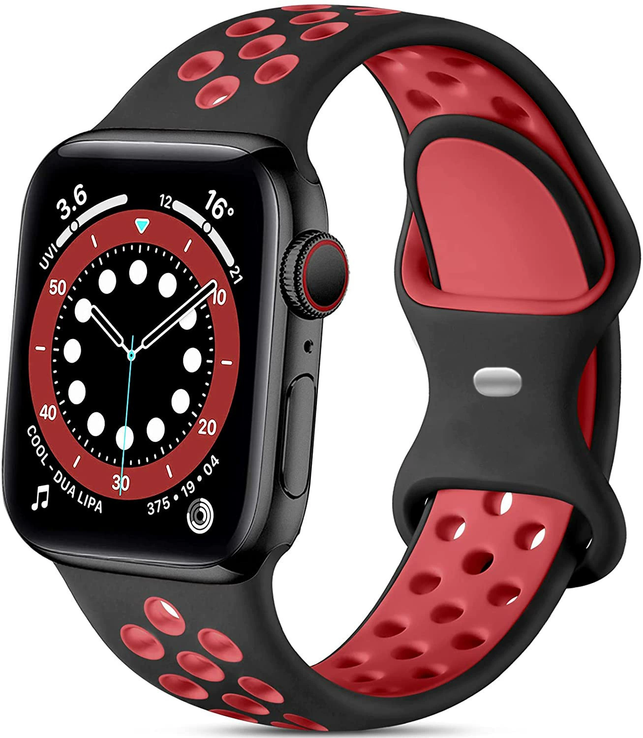 Применимый AppleWatch7 Apple двухцветный Nike силиконовый ремешок iWatch8 бабочка пряжка двухцветный дыхательный