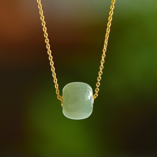 Fubei Diamond Jewelry [18K Gold Patch Inlaid with Hetian Jade Qinghai Material Dalu Lu Tong Pendant] Loose Stone 10*12mm