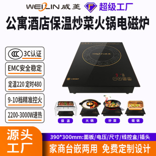 Weiling Hot Pot Stove Induction Cooker Table Embedded Dual-Purpose Square Touch Commercial Cooking 390X300Mm Factory Direct Sale