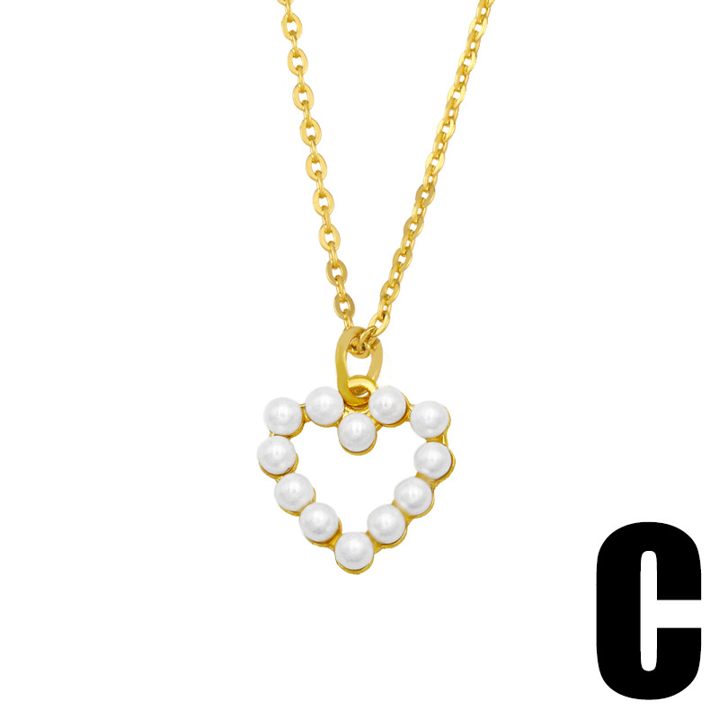 Collier De Perles Demi-coeur Croix Simple display picture 4