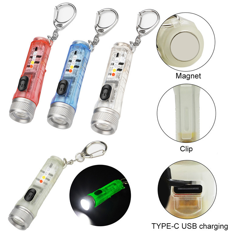 Small Clip-On Flashlight with Strong Light, Rechargeable, White Handheld Red, Blue, and Purple Light, Money Detector Light, Outdoor Keychain Led Small Clip-On Flashlight with Strong Light, Rechargeable, White Handheld Red, Blue, and Purple Light, Money Detector Light, Outdoor Keychain Led