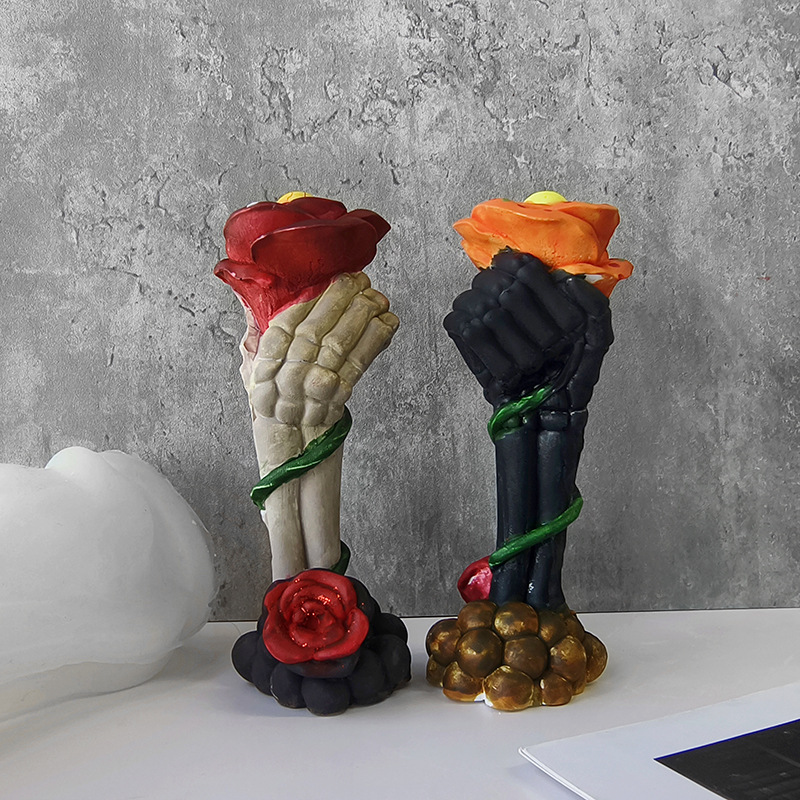 Jiahuimei Rose Hand Vela Molde DIY Adornos de Halloween de epoxi hechos a mano para hacer adornos de velas de aromaterapia