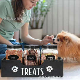 木制狗狗零食容器收纳盒狗粮猫零食收纳盒储存零食罐木盒