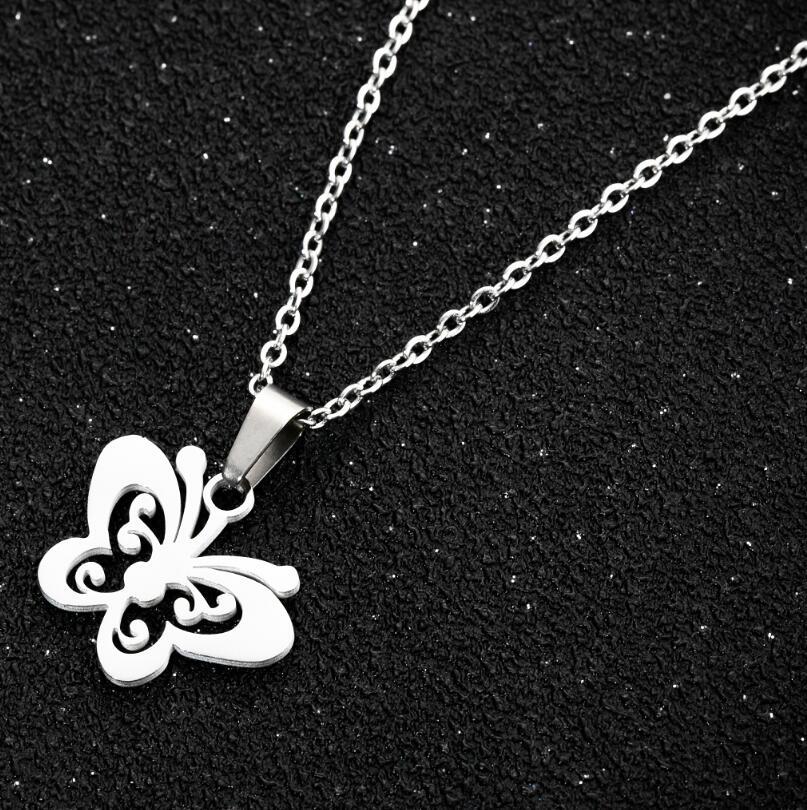 Wholesale 1 Piece Simple Style Printing Butterfly Stainless Steel Titanium Steel Pendant Necklace_colorza_5