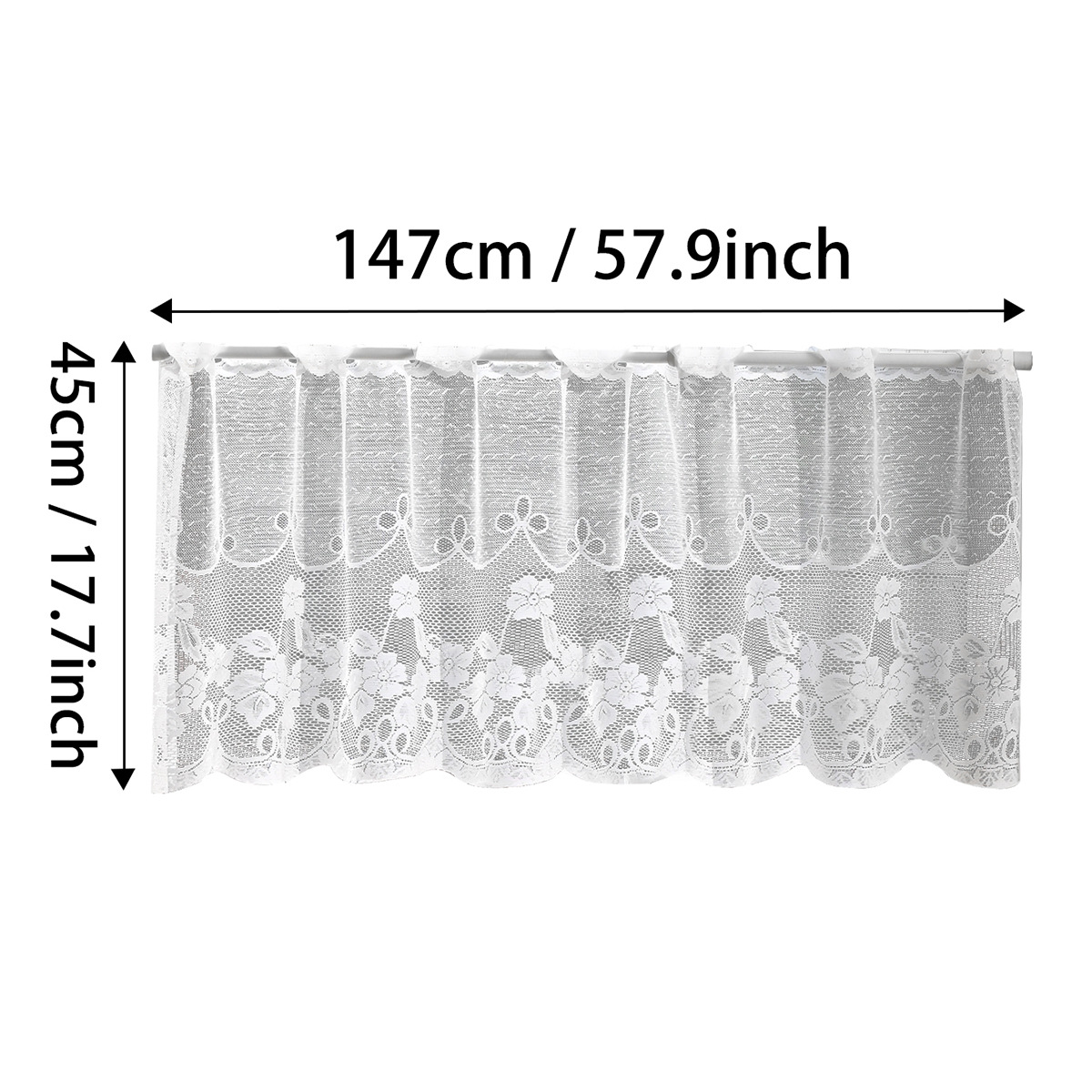 Nuevo estilo transfronterizo de encaje, cortina corta, rejilla de la ventana, cortina de urdimbre semisombreada, cortina de cocina, media cortina, TEMU