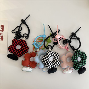 19272 Embroidery Flower Pendant Bag Accessories Jewelry Pendant Girl with Fabric Cotton Doll Cute Women