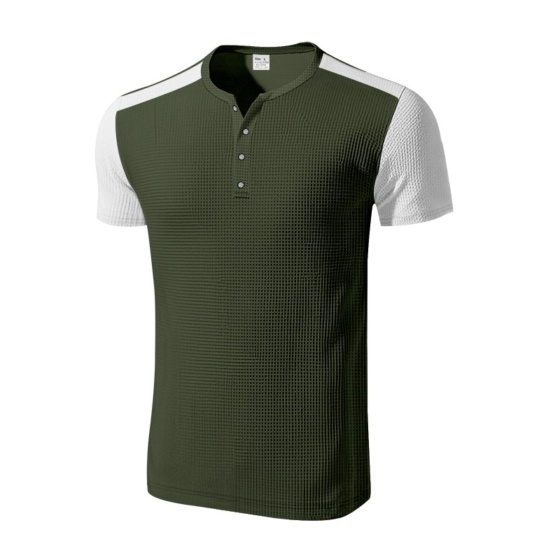 T-shirt henley uomo oversized a blocchi di colore waffle_voghion.com