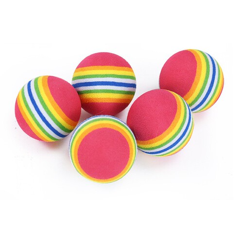 Rainbow Toy Ball Cat Solid Stretch Ball Pet Supplies Kitten and Puppy Ball Toy Funny Cat Ball EVA Floating