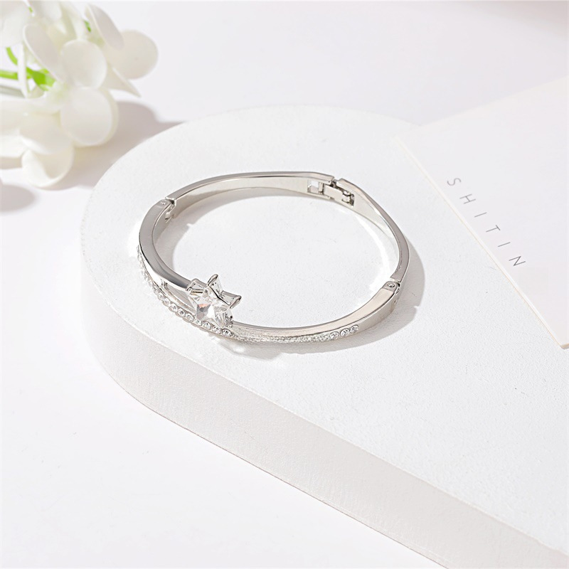 Korean Style Fresh Full Diamond Bracelet Niche Design Simple Five-pointed Star Zircon Bracelet Women's Student Girlfriend Bracelet