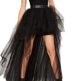一件代发外贸亚马逊燕尾裙网纱裙女欧美性感黑色长蓬蓬半身裙成人