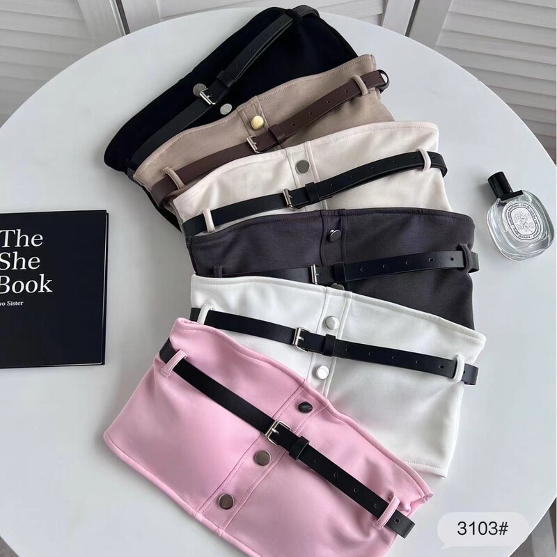 Summer strapless hot girl beautiful back wrapped chest one-piece fixed cup anti-light belt fashion design feeling one-word circumference