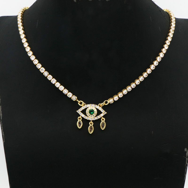 Fashion Devilu0027S Eye Copper Inlay Zircon Pendant Necklace 1 Piece