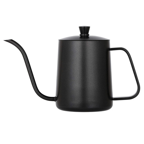 Hand brewed coffee pot 304 stainless steel Teflon hanging ear long mouth pot narrow mouth pot with lid 600ml coffee utensil