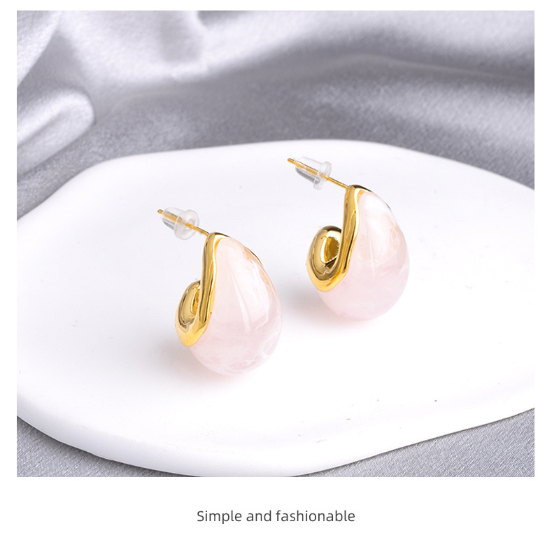 Women's Gender 1 Pair Retro C Shape Enamel Resin Copper 18K Gold Plated Ear Studs