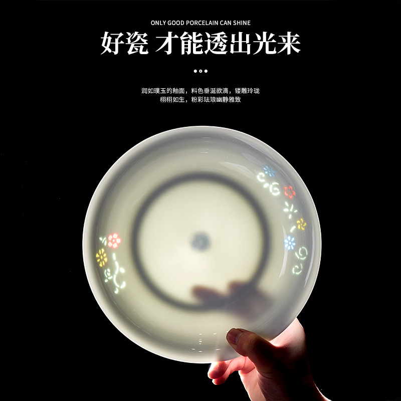 Jingdezhen cubiertos de cerámica, cubiertos de color, platos de sopa caseros, platos de fideos, lujosos