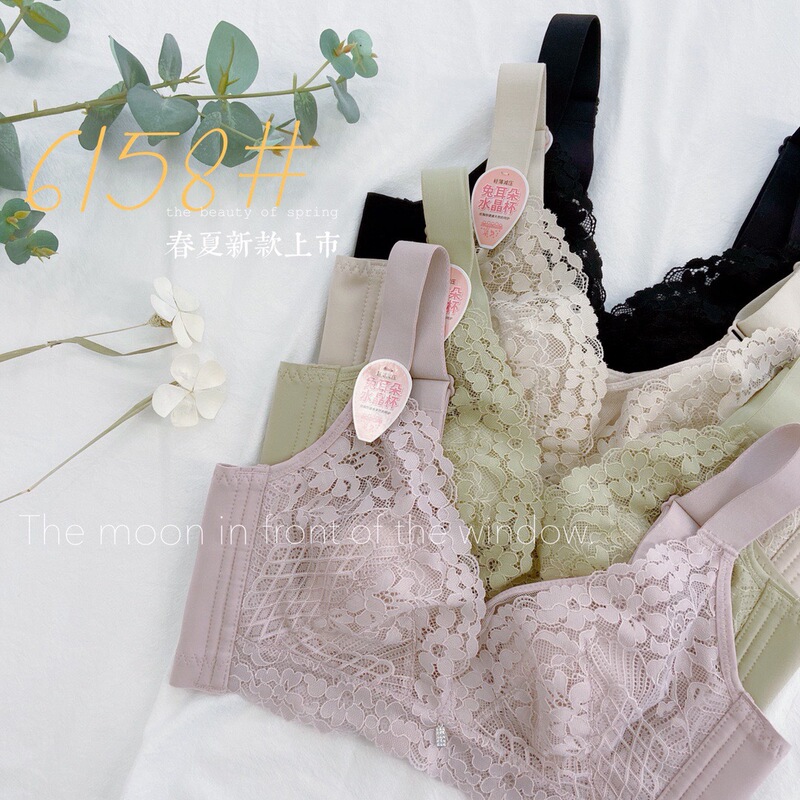 6158 genuine no steel ring rabbit ears Crystal Cup ultra-thin new fresh breathable sexy gathered plump women's bra
