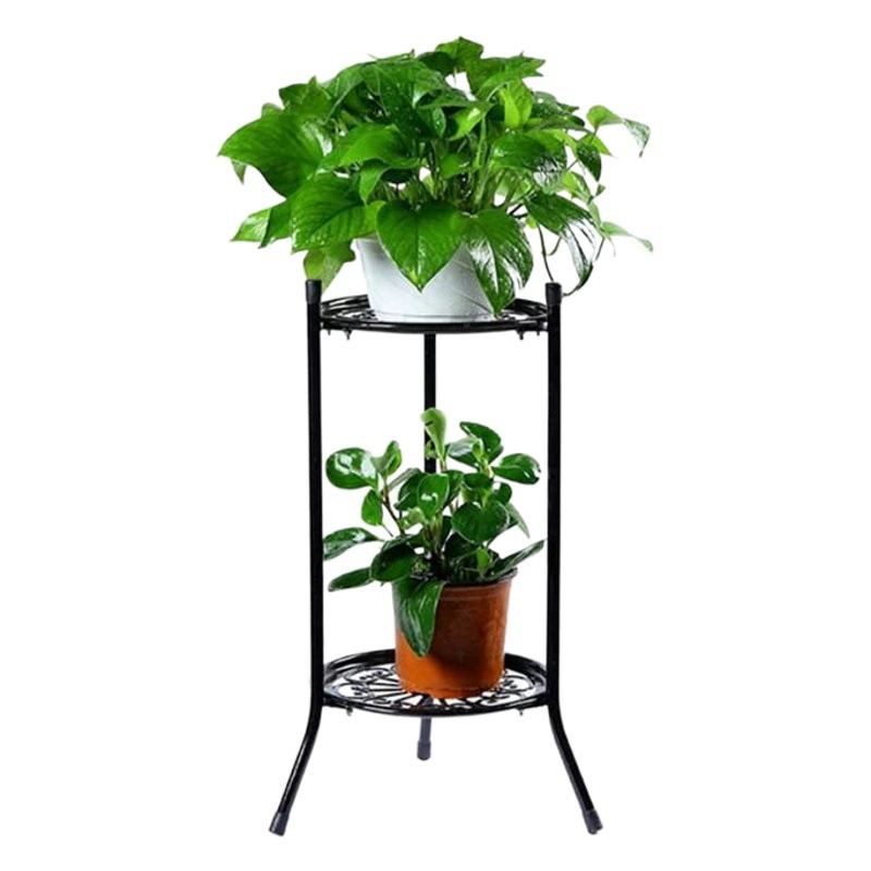 Внешняя торговля Железный Европейский стиль Кованая полка для цветов Балкон Крытый Простой двор Двухслойный сад в горшке Зеленая стойка для цветочных Горшков