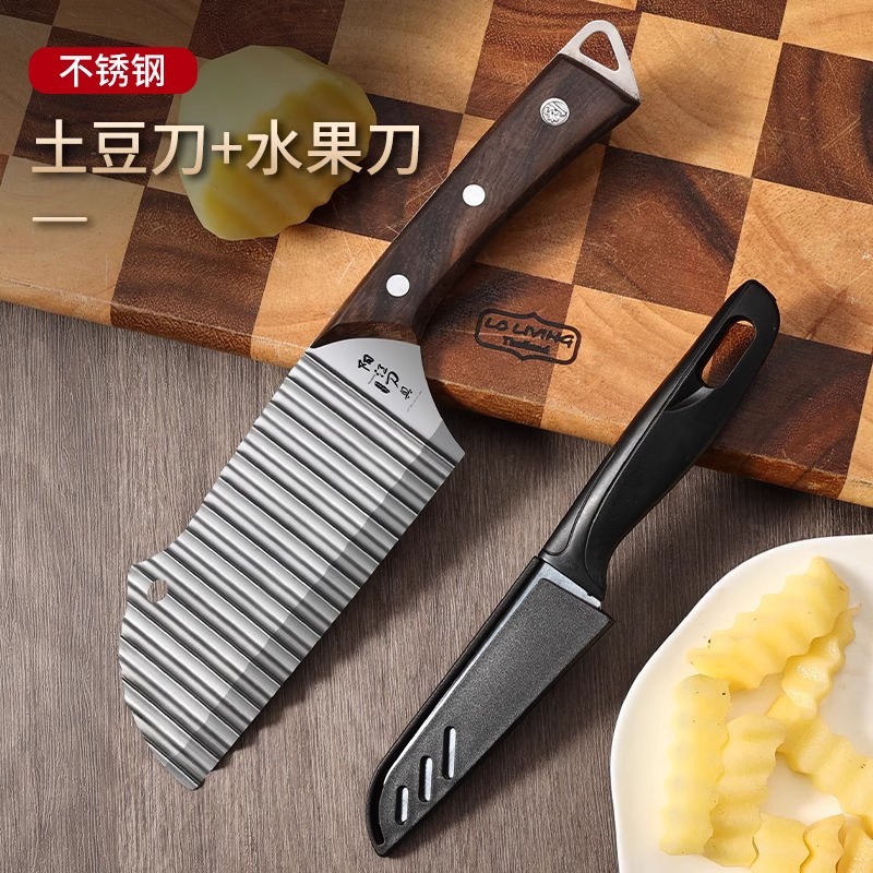 Patatas fritas, cuchillo de dientes de lobo, cuchillo de cocina, cortador de verduras, patatas al por mayor