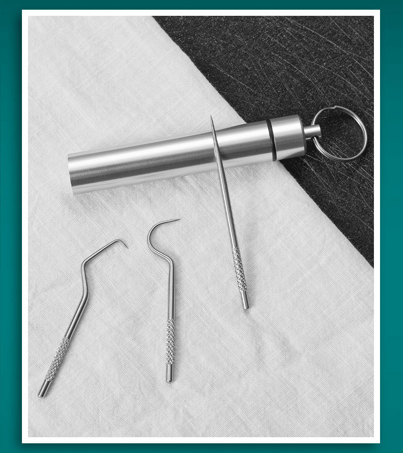 304 stainless steel tooth cleaning tool non-metal toothpick crochet stick portable oral dental cleaning tool set