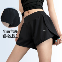 2025新型ネット糸ヨガパンツ女性秋速乾ゆるい痩せポケットフィットネス三分運動パンツ