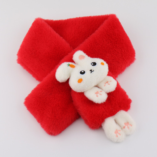  New Children's Scarf Autumn and Winter Plush Parent-Child Rabbit Cute Thick Cartoon Rabbit Hair Baby Neck warmer