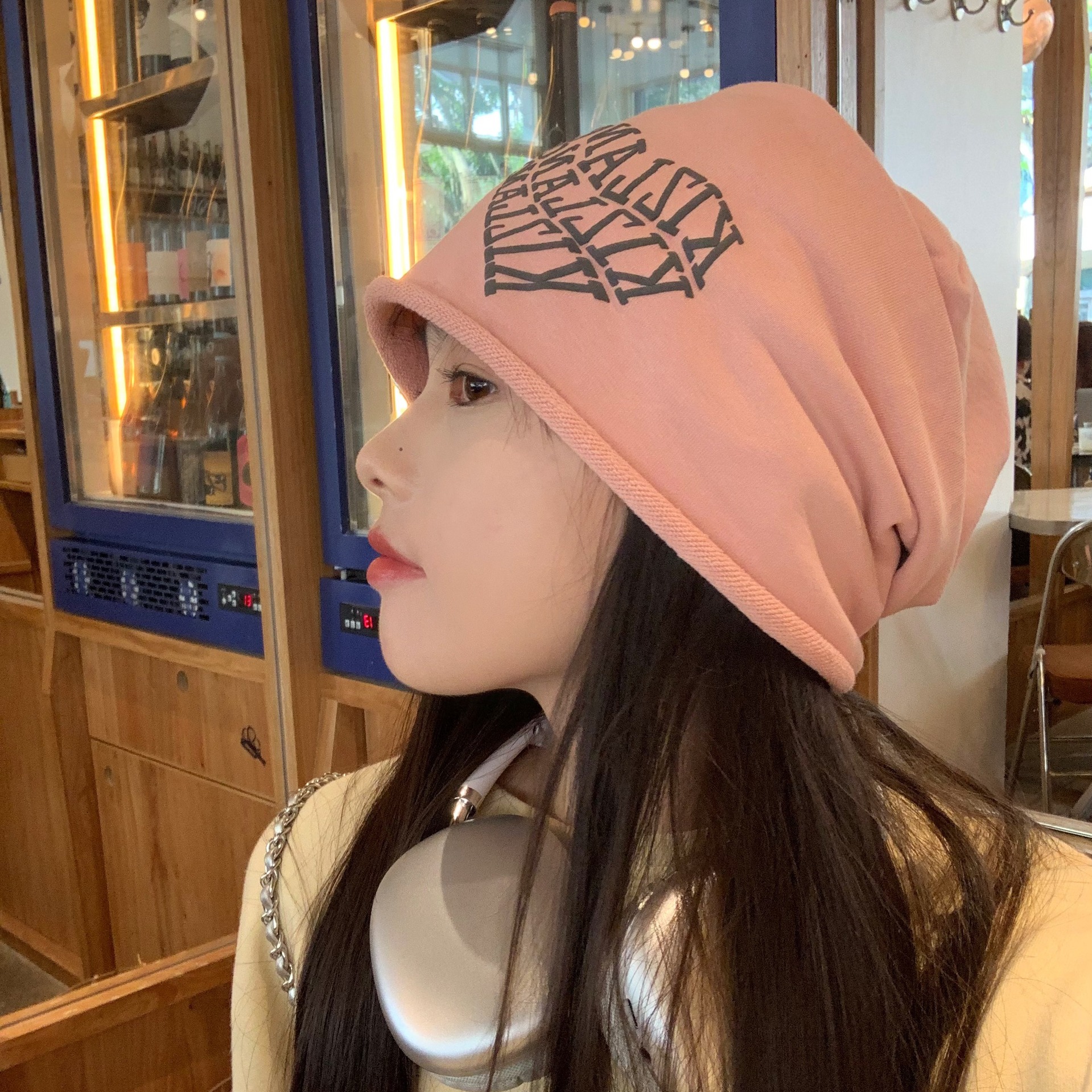 Granny Chen / sombrero Chica caliente amor amor letras pila sombrero otoño invierno calles versátiles muestran la cara pequeña gorra fría