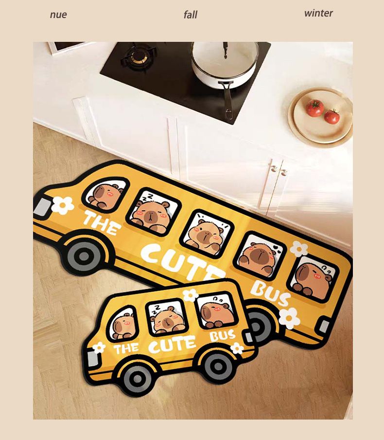 Kitchen Diatom Mud Mat 2024 New Absorbent Non-slip Oil-proof Special Cartoon Long Foot Mat Wash-free Soft Mat