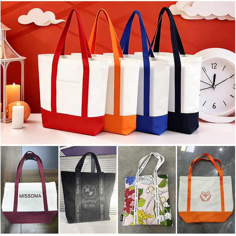 Banco bolsas de lona personalizadas logotipo corporativo de gran capacidad reunión anual regalo en blanco bolsas de lona personalizadas portátiles personalizadas