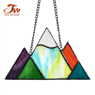 Colorful church glass landscape painting crafts Mica inlaid glass crafts home decoration glass painting
