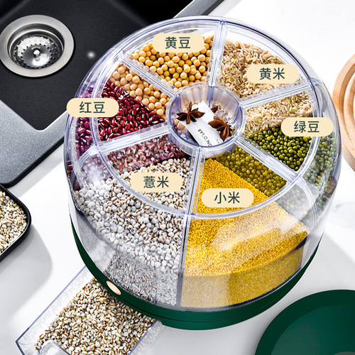 Grid rice bucket rotating grain rice storage box household insect-proof and moisture-proof sealed rice storage box rice cylinder