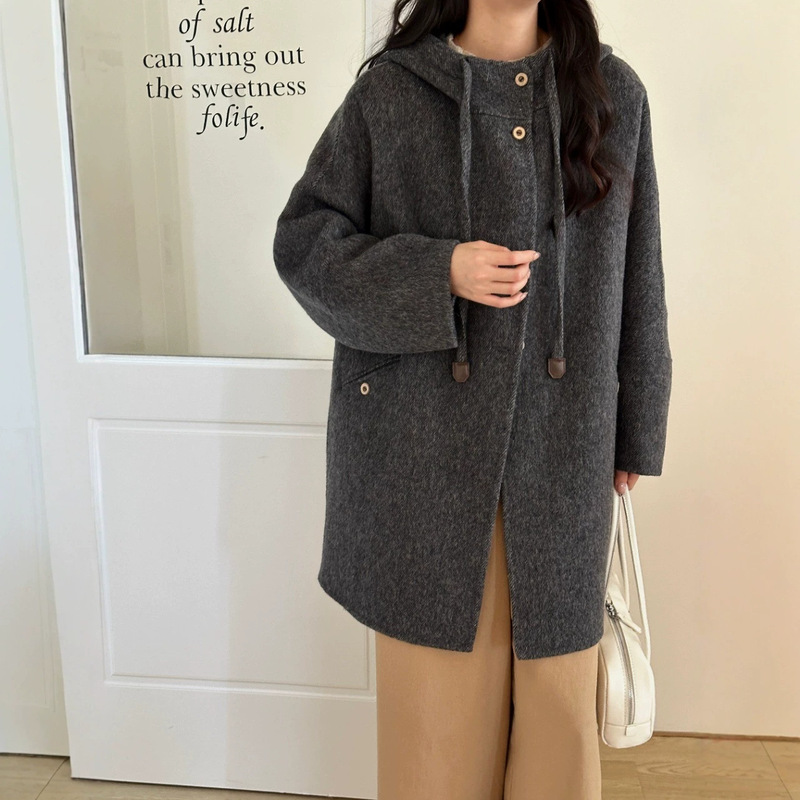 2026 New Double-Sided Wool Coat, Hooded Loose Oversized Long Wool Thickened Coat for Petite Individuals 2026 New Double-Sided Wool Coat, Hooded Loose Oversized Long Wool Thickened Coat for Petite Individuals