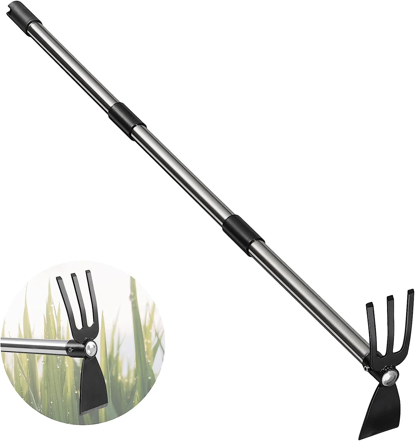 锄头和中耕机园艺手动工具不锈钢园艺锄头除草种植带可调节手柄