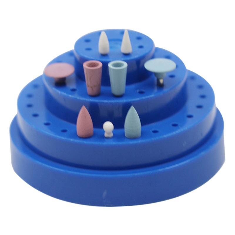 Caja de aguja dental de 48 agujeros de tres colores aguja redonda de plástico cabeza de molienda desinfección caja de almacenamiento de desinfección de alta temperatura titular de la aguja