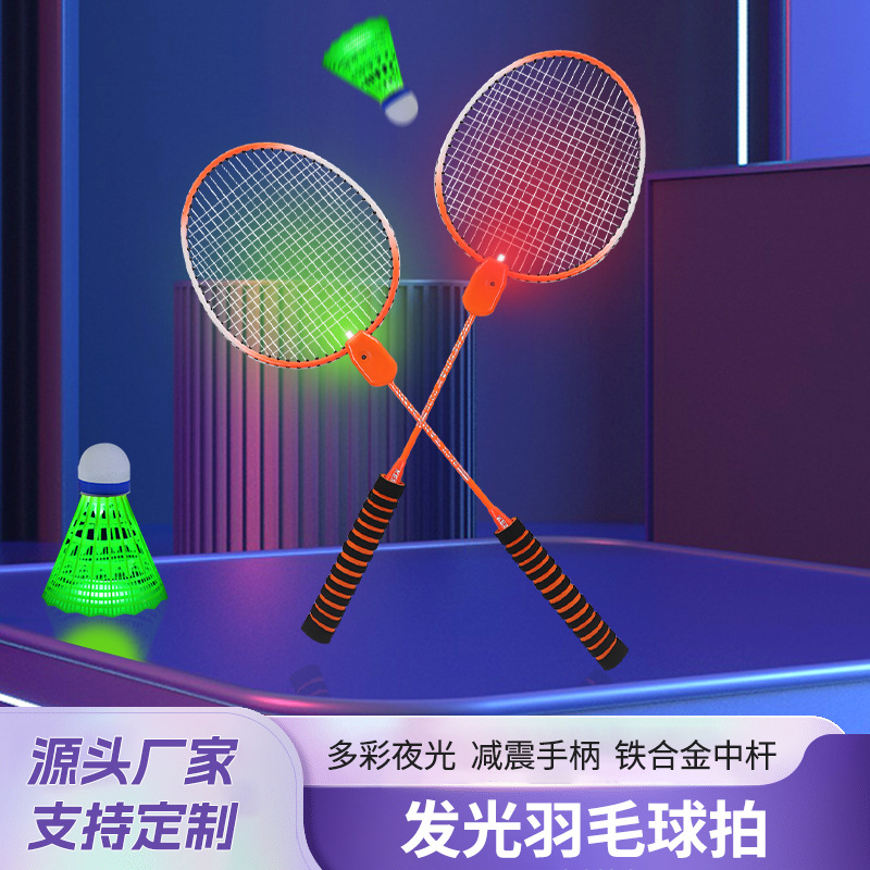 New Luminous Badminton Racket Luminous Outdoor Sports Training Night Adult and Children Professional Ultra-Light and Durable Set
