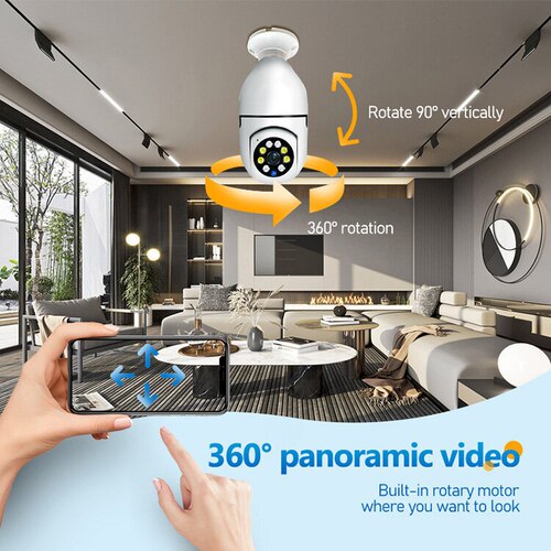V380 Remote Monitoring Camera 2 Million Pixels Tuya Panoramic Smart HD Bulb-Style Okam Surveillance Camera