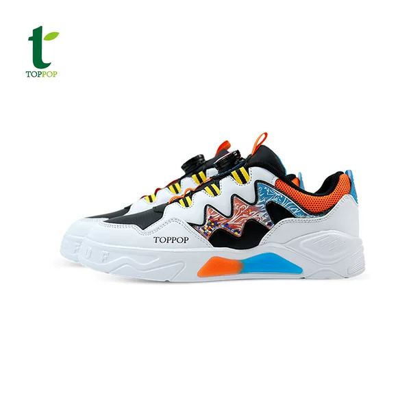 Toppp Tubo Children's Shoes Breathable Non-Slip sneaker Knob Lace-Up Free Fashionable Casual Board Shoes for Boys and Girls