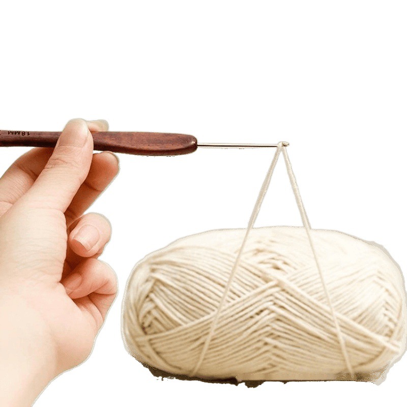 Aguja de ganchillo marca Shanghai Jinlan con mango de sándalo sangre, punta estándar I, aguja fina para tejer hilo, suéter, herramienta de tejer antideslizante, aguja de punto.