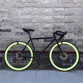 弯把死飞自行车男公路赛车碟刹成人学生女跑车24寸26寸活飞实心胎