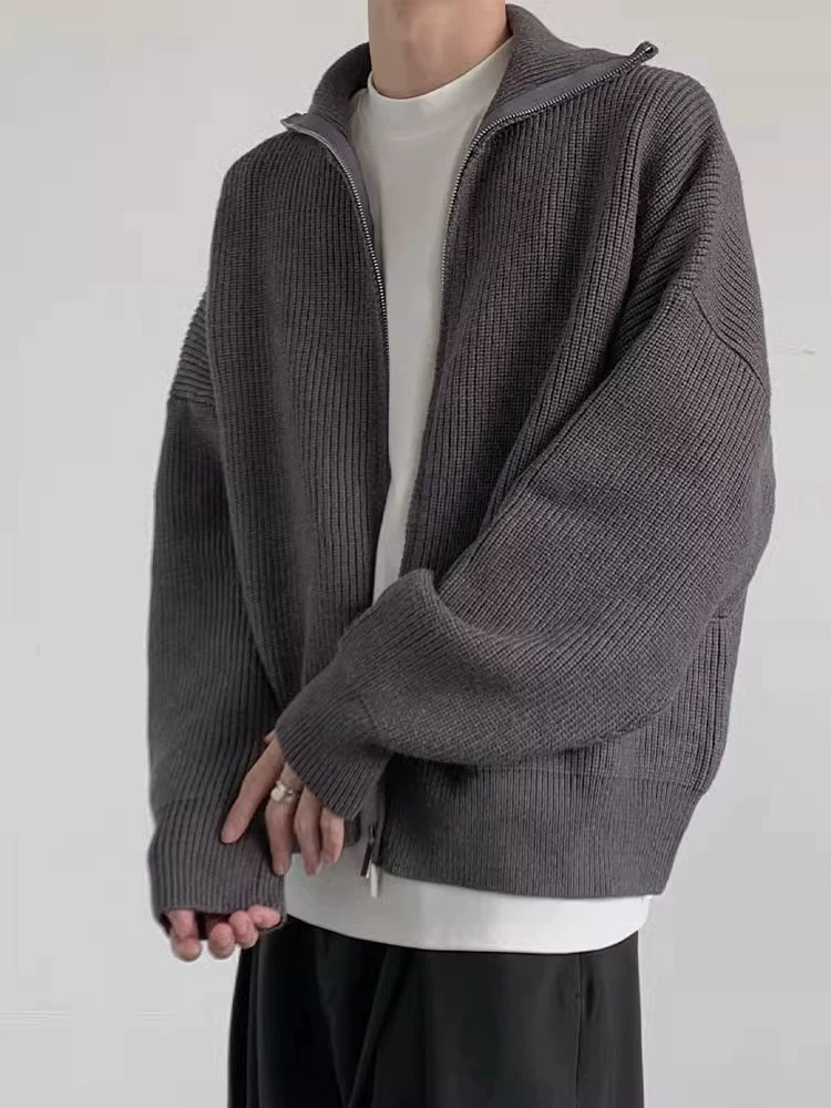 Кардиган, осенний свитер, куртка на молнии, стиль высокого качества, оверсайз